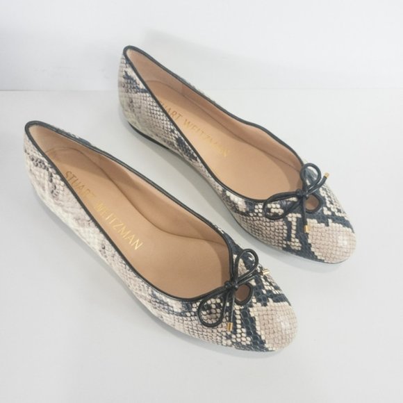 Stuart Weitzman Gabby Ballet Flats Roccia Grey Snake - Picture 3 of 4